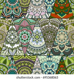 Seamless mandalas pattern. Vintage decorative elements with mandala. Hand drawn mandala background. Islam, Arabic mandala, Indian, mandala ottoman motifs. Perfect for printing on fabric or paper.
