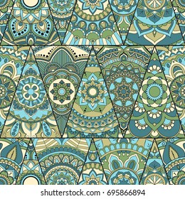 Seamless mandalas pattern. Vintage decorative elements with mandala. Hand drawn mandala background. Islam, Arabic mandala, Indian, mandala ottoman motifs. Perfect for printing on fabric or paper.