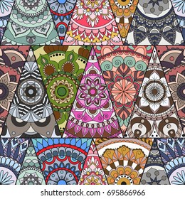 Seamless mandalas pattern. Vintage decorative elements with mandala. Hand drawn mandala background. Islam, Arabic mandala, Indian, mandala ottoman motifs. Perfect for printing on fabric or paper.
