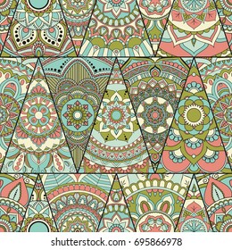 Seamless mandalas pattern. Vintage decorative elements with mandala. Hand drawn mandala background. Islam, Arabic mandala, Indian, mandala ottoman motifs. Perfect for printing on fabric or paper.