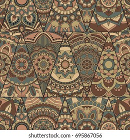 Seamless mandalas pattern. Vintage decorative elements with mandala. Hand drawn mandala background. Islam, Arabic mandala, Indian, mandala ottoman motifs. Perfect for printing on fabric or paper.
