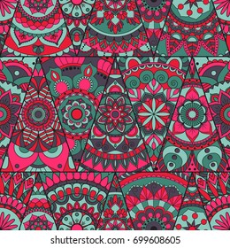 Seamless mandalas pattern. Vintage decorative elements with mandala. Hand drawn mandala background. Islam, Arabic mandala, Indian, mandala ottoman motifs. Perfect for printing on fabric or paper.