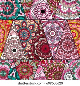 Seamless mandalas pattern. Vintage decorative elements with mandala. Hand drawn mandala background. Islam, Arabic mandala, Indian, mandala ottoman motifs. Perfect for printing on fabric or paper.
