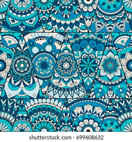 Seamless mandalas pattern. Vintage decorative elements with mandala. Hand drawn mandala background. Islam, Arabic mandala, Indian, mandala ottoman motifs. Perfect for printing on fabric or paper.