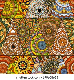 Seamless mandalas pattern. Vintage decorative elements with mandala. Hand drawn mandala background. Islam, Arabic mandala, Indian, mandala ottoman motifs. Perfect for printing on fabric or paper.