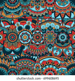 Seamless mandalas pattern. Vintage decorative elements with mandala. Hand drawn mandala background. Islam, Arabic mandala, Indian, mandala ottoman motifs. Perfect for printing on fabric or paper.