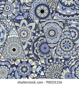 Seamless mandalas pattern. Vintage decorative elements with mandala. Hand drawn mandala background. Islam, Arabic mandala, Indian, mandala ottoman motifs. Perfect for printing on fabric or paper.