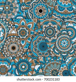 Seamless mandalas pattern. Vintage decorative elements with mandala. Hand drawn mandala background. Islam, Arabic mandala, Indian, mandala ottoman motifs. Perfect for printing on fabric or paper.