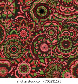Seamless mandalas pattern. Vintage decorative elements with mandala. Hand drawn mandala background. Islam, Arabic mandala, Indian, mandala ottoman motifs. Perfect for printing on fabric or paper.