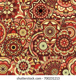 Seamless mandalas pattern. Vintage decorative elements with mandala. Hand drawn mandala background. Islam, Arabic mandala, Indian, mandala ottoman motifs. Perfect for printing on fabric or paper.