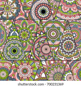 Seamless mandalas pattern. Vintage decorative elements with mandala. Hand drawn mandala background. Islam, Arabic mandala, Indian, mandala ottoman motifs. Perfect for printing on fabric or paper.