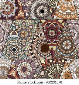 Seamless mandalas pattern. Vintage decorative elements with mandala. Hand drawn mandala background. Islam, Arabic mandala, Indian, mandala ottoman motifs. Perfect for printing on fabric or paper.