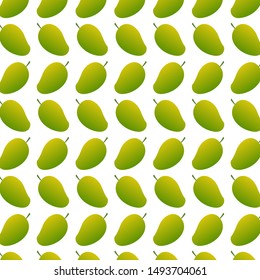 Seamless mango fresh fruit realistic pattern colorful on white background