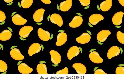 Seamless mango pattern. Fruits background,  Vector illustration