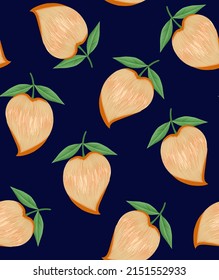 seamless mango pattern on navy background