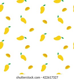 Seamless mango pattern on white background, Yellow Mango background