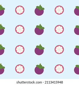 Seamless Mangosteen Pattern Trendy Flat Style Suitable for Wallpaper, Background, Fabric, Gift Wrapping, Texture, Textile