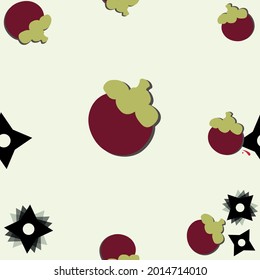 Seamless Mangosteen Patterns of Fruit