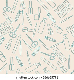 Seamless manicure set pattern