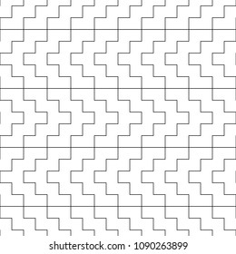 Seamless manji pattern. Interlocking chevrons background. Oriental symbols ornament. Traditional architecture wallpaper. Ancient ethnic mosaic motif. Digital paper, textile print. Vector art work.