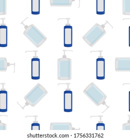 Seamless of many identical sanitizer in soap dispenser for disinfection. Disinfection consisting of accessory sanitizer in soap dispenser. Sanitizer in soap dispenser is main prevention disinfection.