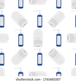 Seamless of many identical sanitizer in soap dispenser for disinfection. Disinfection consisting of accessory sanitizer in soap dispenser. Sanitizer in soap dispenser is main prevention disinfection.