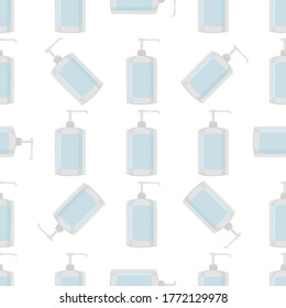 Seamless of many identical sanitizer in soap dispenser for disinfection. Disinfection consisting of accessory sanitizer in soap dispenser. Sanitizer in soap dispenser is main prevention disinfection.