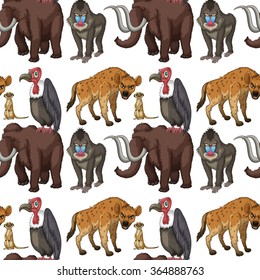 Seamless many type of wild animals  illustration
