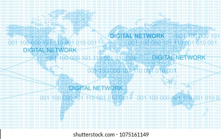 Seamless map of the global network system, vector illustration. Horizontally repeatable.