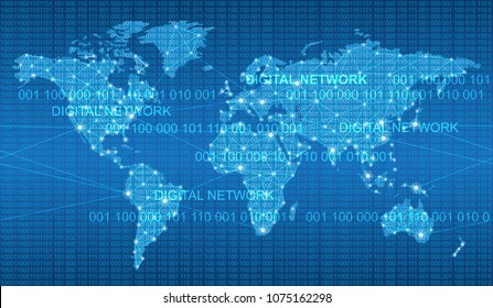 Seamless map of the global network system, vector illustration. Horizontally repeatable.