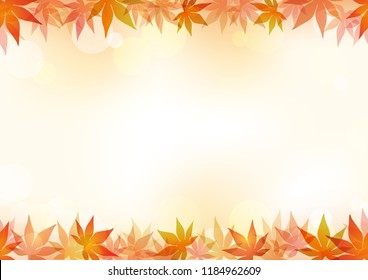 Seamless maple leaf frame with text space, vector illustration. Horizontally repeatable.