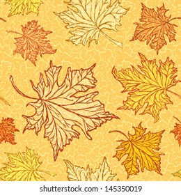 Seamless maple leaf grunge pattern