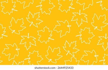 Seamless Maple leaf pattern in line art Suitable for fabric, wallpaper, textile, wrapping paper. Vector illustration