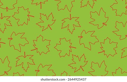 Seamless Maple leaf pattern in line art Suitable for fabric, wallpaper, textile, wrapping paper. Vector illustration