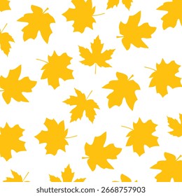 Seamless Maple Leaf Pattern on Transparent Background. Autumn Theme. Transparent Vector Background