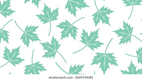 Seamless maple leaf pattern with vibrant multicolor foliage on white background, ideal for seasonal wrapping, kids fabric, autumn party paper crafts, and cheerful surface designs.
