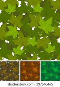 Seamless Maple Leaves Background Set/ Illustration of a seamless background with spring, autumn or summer canadian maple tree leaves for nature wallpaper