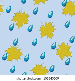 The seamless with maple leaves and drop rain