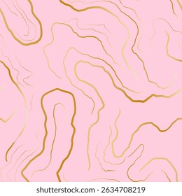 mármore sem costura abstrato linhas onduladas padrão ouro cor-de-rosa fundo elegante moderno design textura