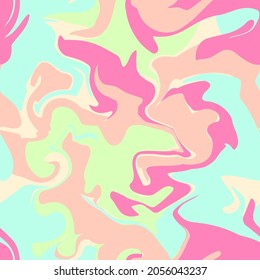 Seamless marble vector pattern. Colorful abstract swirl texture, liquid acrylic background in psychedelic colors. Texture for print, fabric, textile, wallpaper.
