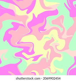 Seamless marble vector pattern. Colorful abstract swirl texture, liquid acrylic background in psychedelic colors. Texture for print, fabric, textile, wallpaper.