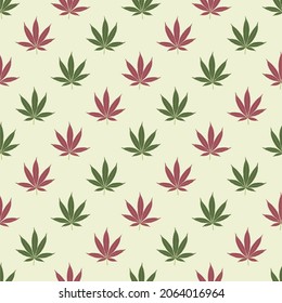 Fondo de marihuana sin foco con patrón de hojas geométricas