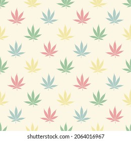 Seamless marijuana background with geometric leaves pattern