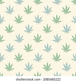Seamless marijuana background with geometric leaves pattern