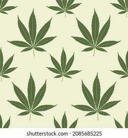 Seamless marijuana background with geometric leaves pattern