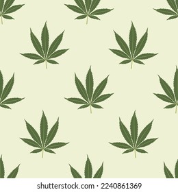 Seamless marijuana background with geometric leaves pattern