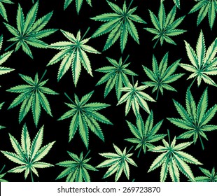 Seamless marijuana background-vector