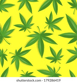 Seamless marijuana cannabis leaves pattern background vector illustration
