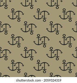 impresión de anclaje marino sin inconvenientes. impresión vectorial de anclajes sobre un fondo verde claro para tela de ropa o impresión