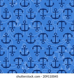 Seamless marine background with anchors